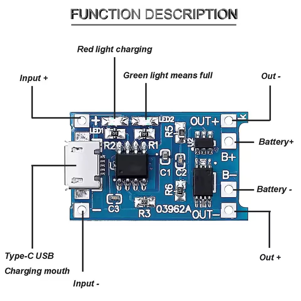 Módulos de carga USB tipo C TP - Tp4056 Module reseña y precio